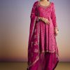 Pink Ombre Bandhani Anarkali Suit With Zardosi Neckline