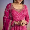 Pink Ombre Bandhani Anarkali Suit With Zardosi Neckline