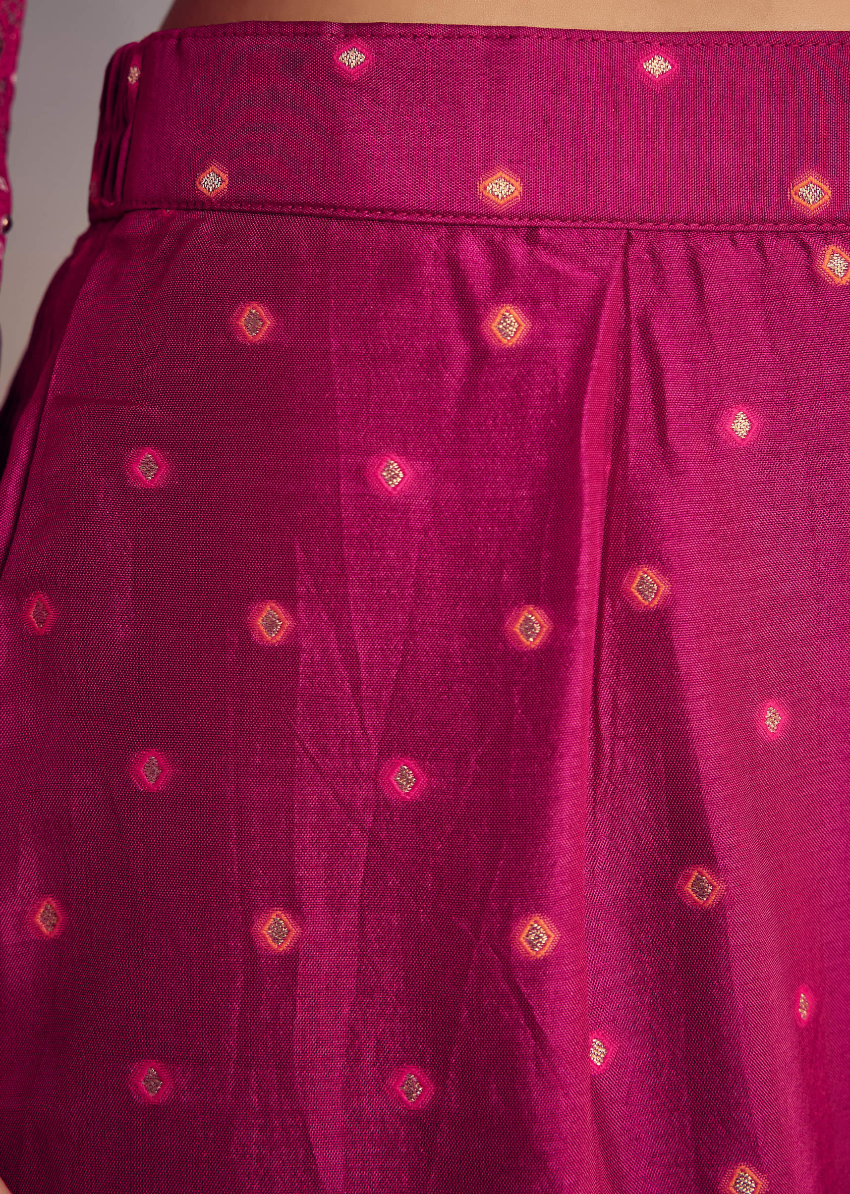 Pink Ombre Bandhani Anarkali Suit With Zardosi Neckline