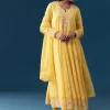 Yellow Silk Anarkali Suit With Resham And Sequins Work