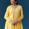 Yellow Silk Anarkali Suit With Resham And Sequins Work