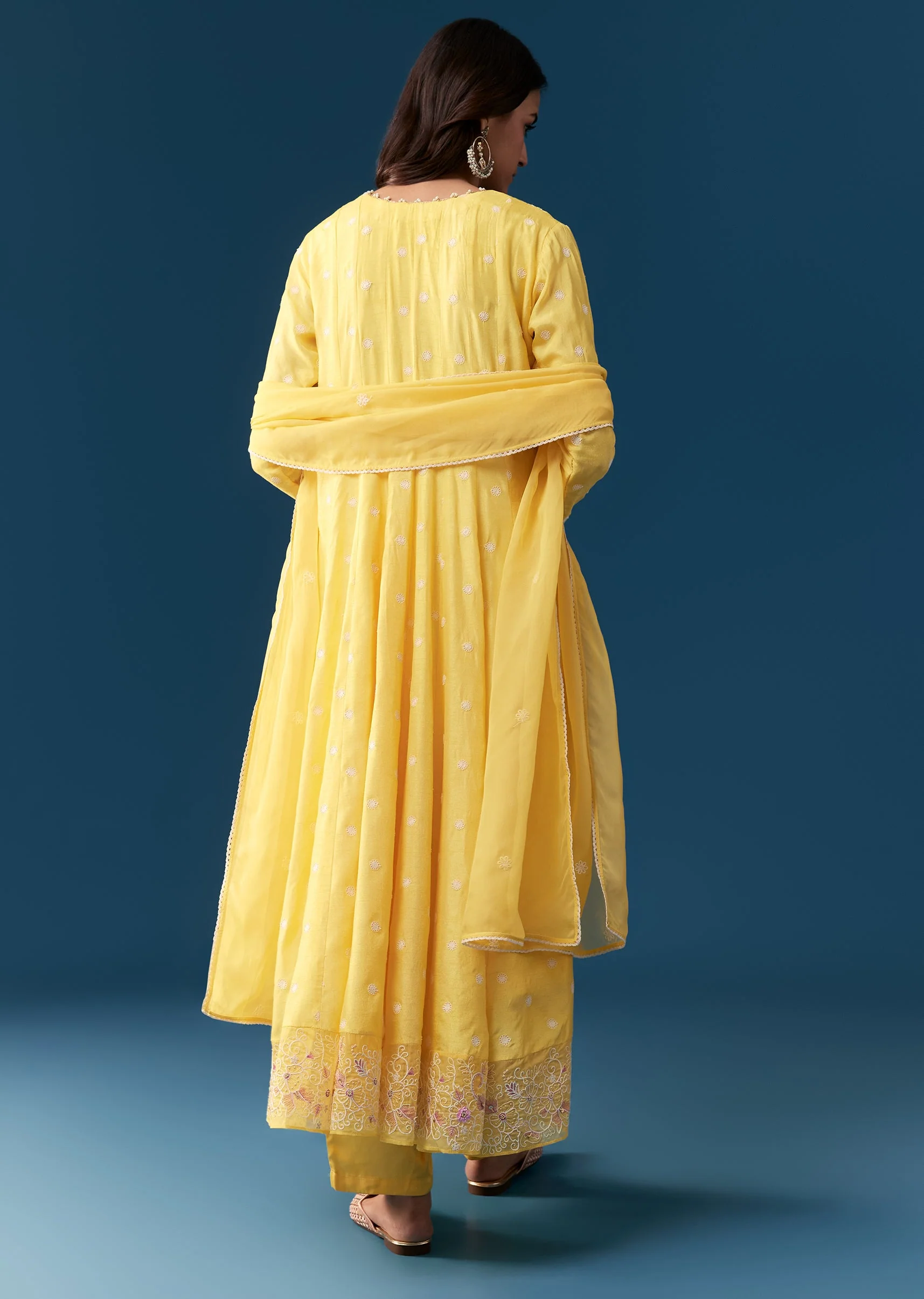 Yellow Silk Anarkali Suit With Resham And Sequins Work
