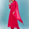 Pink Anarkali Set With Mirror And Beads Work