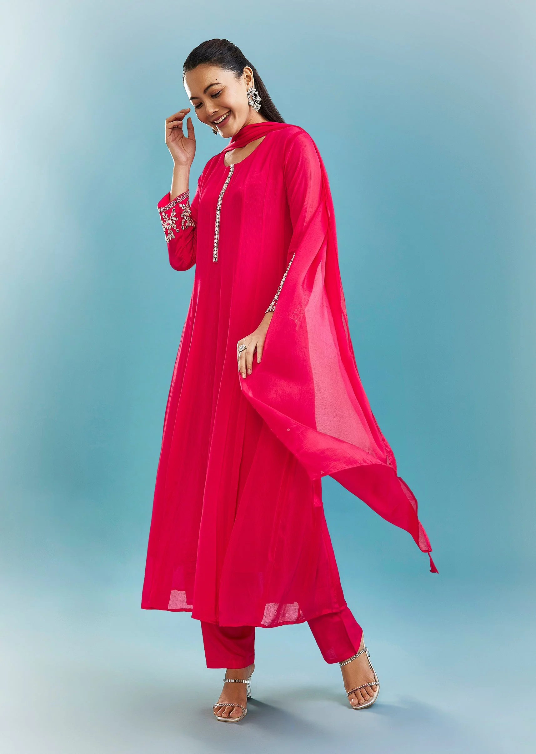 18319-pink-anarkali-set-with-mirror-and-beads-work-1.webp Pink Anarkali Set With Mirror And Beads Work