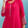 Pink Anarkali Set With Mirror And Beads Work