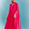 Pink Anarkali Set With Mirror And Beads Work