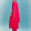 Pink Anarkali Set With Mirror And Beads Work