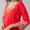 Red Silk Cutdana Work Anarkali Set