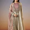 Silver Embroidered Tissue Anarkali Set With Dupatta