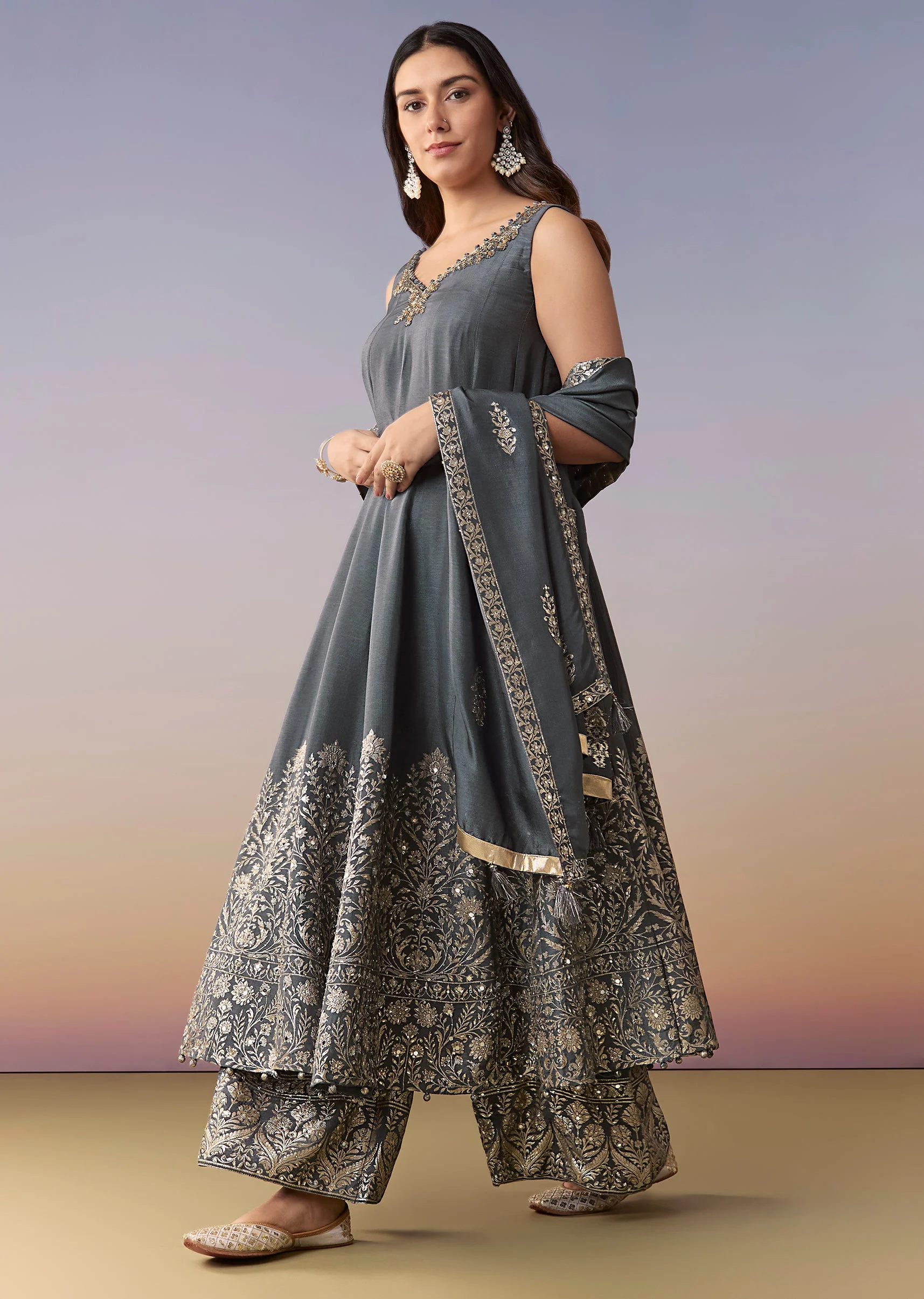 18363-grey-embellished-anarkali-suit-set-with-pant-and-dupatta-1.webp Grey Embellished Anarkali Suit Set With Pant And Dupatta