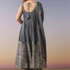 Grey Embellished Anarkali Suit Set With Pant And Dupatta