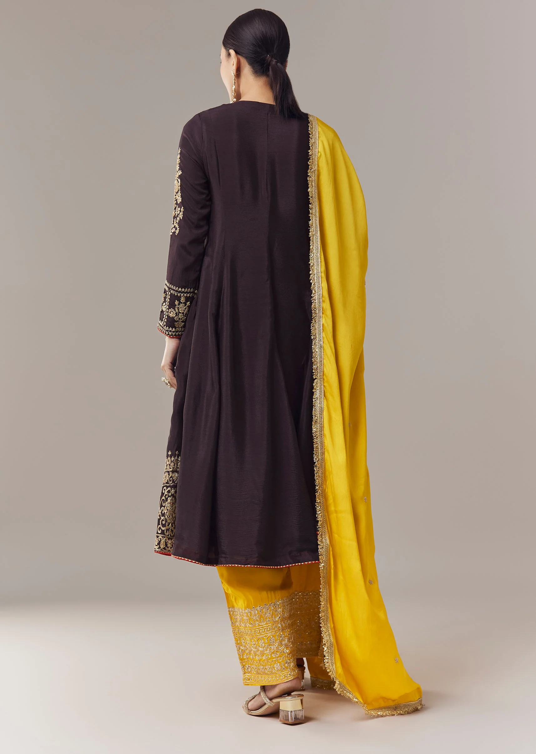 Black Anarkali Suit With Zari Cut Dana And Sequins Work
