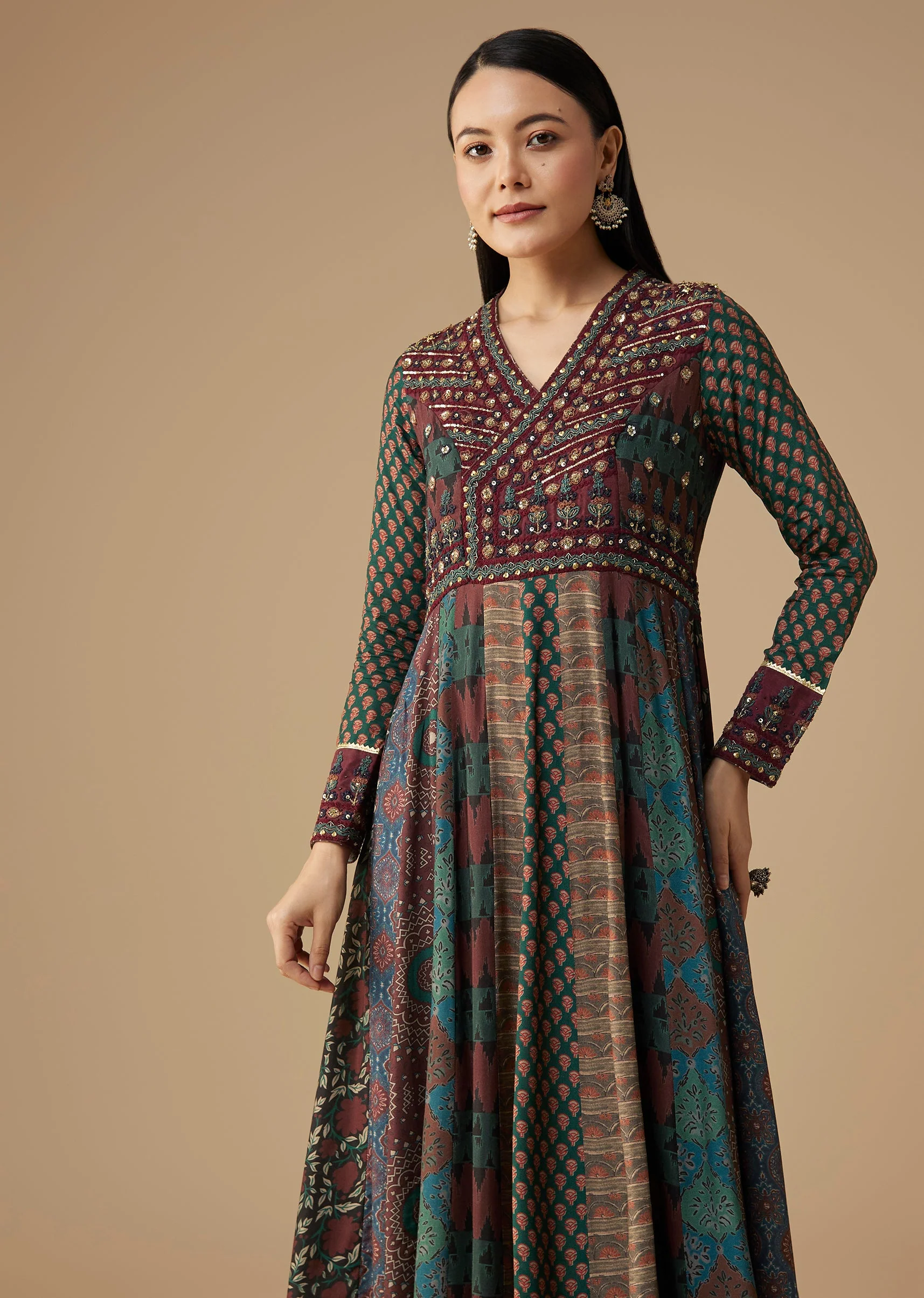 Indigo Embroidered Anarkali Suit