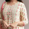 White Floral Printed Anarkali Set