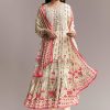 White Floral Printed Anarkali Set