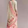 White Floral Printed Anarkali Set