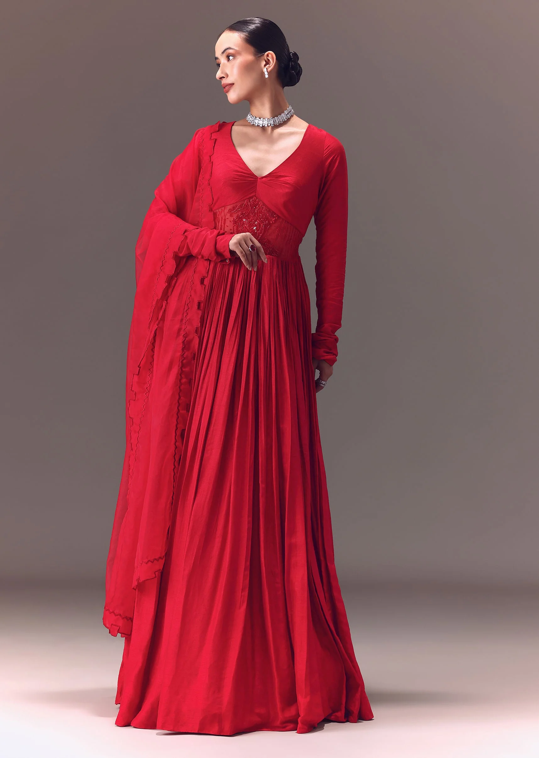 18412-crimson-red-ruched-embroidered-suit-with-dupatta-1.webp Crimson Red Ruched Embroidered Suit With Dupatta