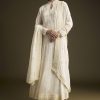 White Chinon Anarkali Suit With Heavy Hand Embroidery