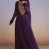 Purple Georgette Anarkali Suit With Sequins And Resham Embroidery