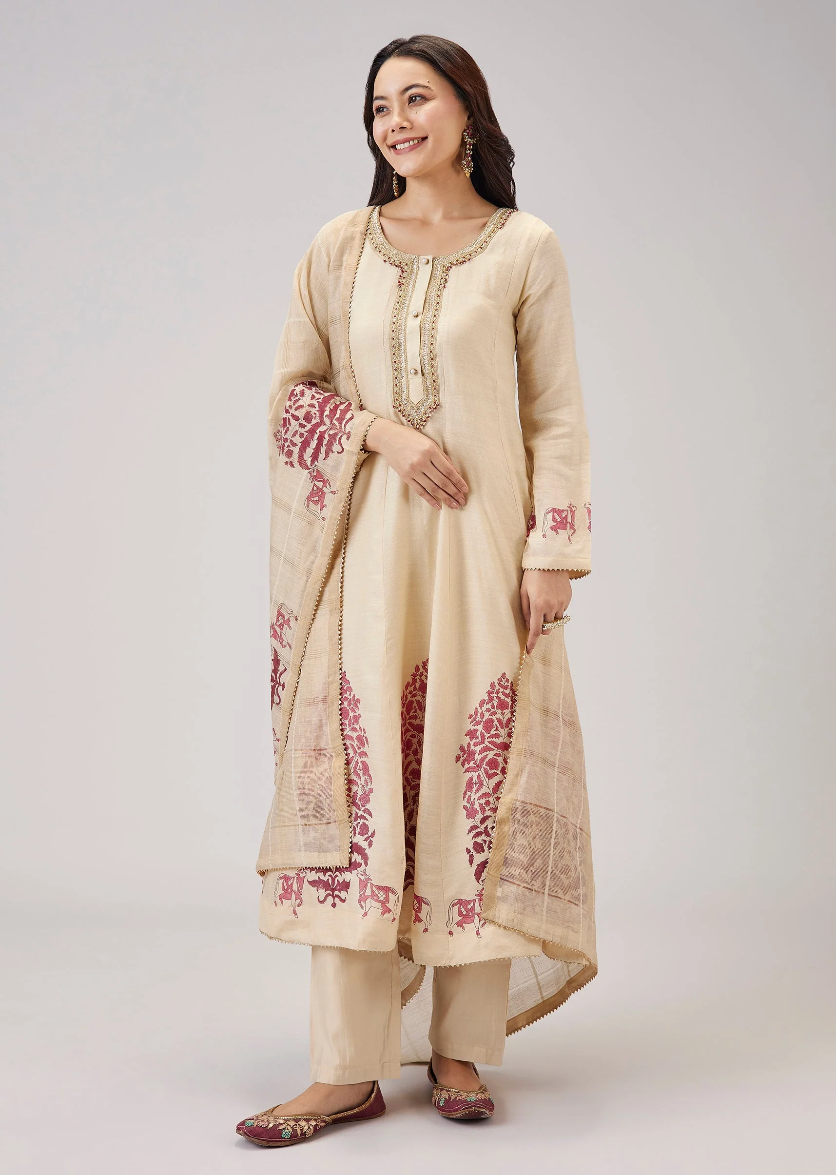 1845-red-hand-block-print-anarkali-with-zardosi-work-1.webp Red Hand Block Print Anarkali With Zardosi Work