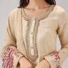 Red Hand Block Print Anarkali With Zardosi Work