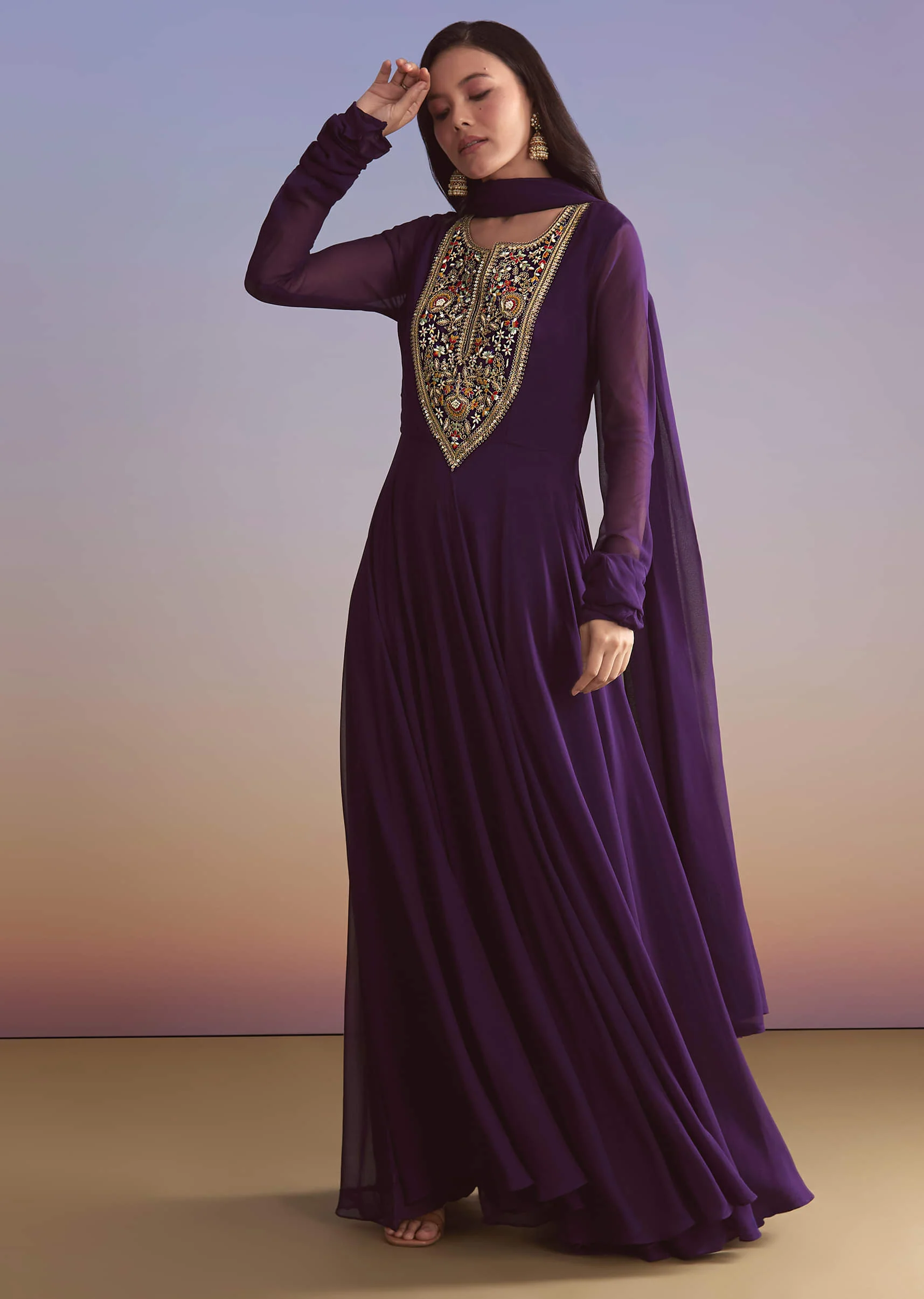 18451-dir-5dbc98dcc983-s-variation-1.webp Purple Georgette Anarkali Suit With Sequins And Resham Embroidery