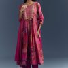 Pink Dola Silk Printed Anarkali Suit With Intricate Hand Embroidery
