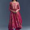 Pink Dola Silk Printed Anarkali Suit With Intricate Hand Embroidery