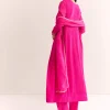 Pink Zari Neckline Chinon Anarkali Suit With Dupatta
