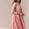 Pink Gotta Lace Tissue Anarkali Suit Set With Pant And Dupatta