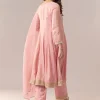 Pink Gotta Lace Tissue Anarkali Suit Set With Pant And Dupatta
