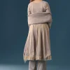 Grey Gotta Lace Tissue Anarkali Suit Set With Pant And Dupatta