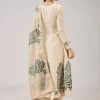 Green Hand Block Print Anarkali With Zardosi Work