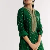 Dark Green Bandhani Kurta Set With Dupatta