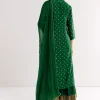 Dark Green Bandhani Kurta Set With Dupatta