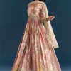 Pink Chinon Printed Anarkali Suit With Festive Flair