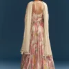 Pink Chinon Printed Anarkali Suit With Festive Flair
