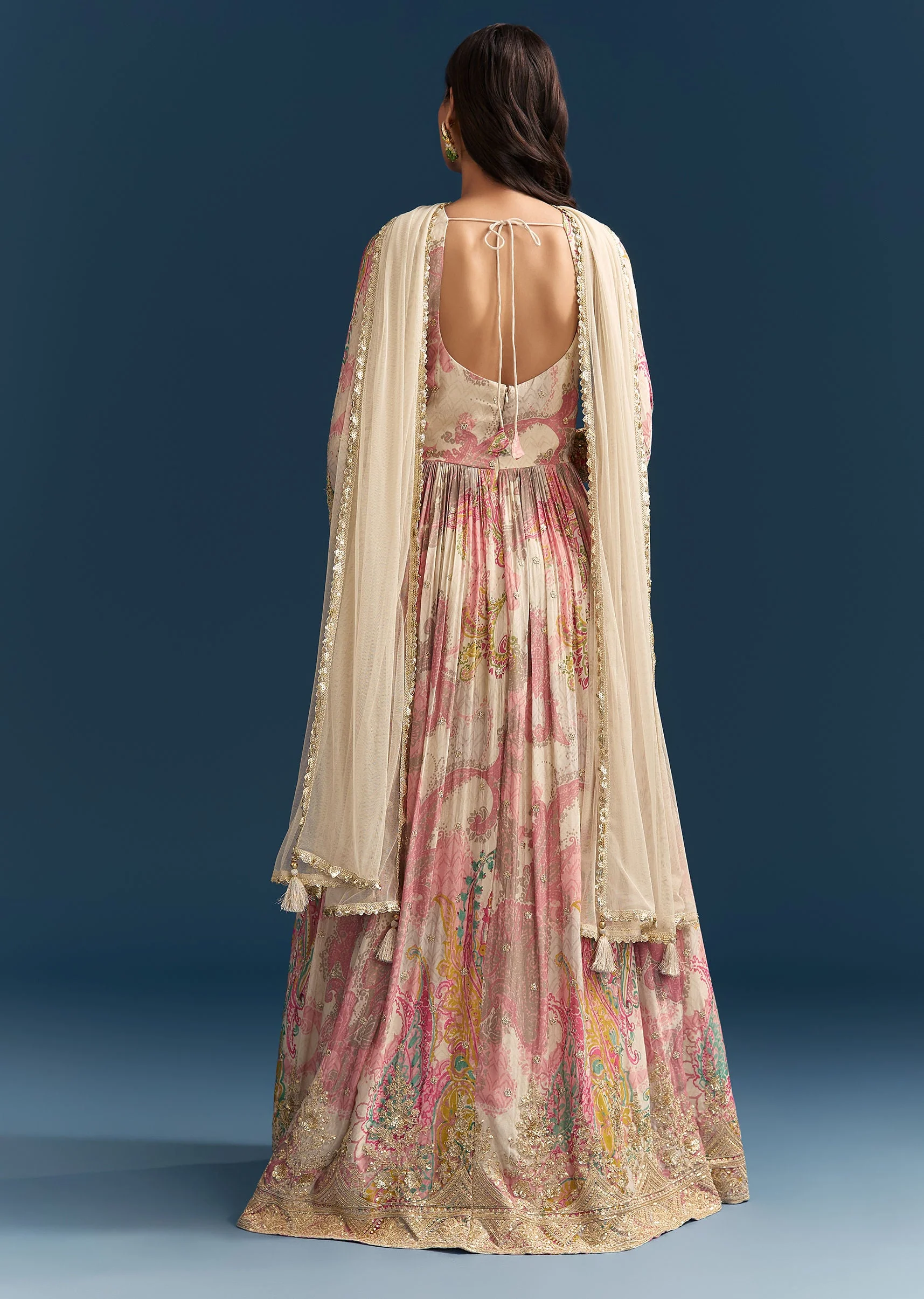 Pink Chinon Printed Anarkali Suit With Festive Flair