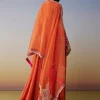 Orange Chanderi Anarkali Suit Set with Zari Moti Embroidery Work