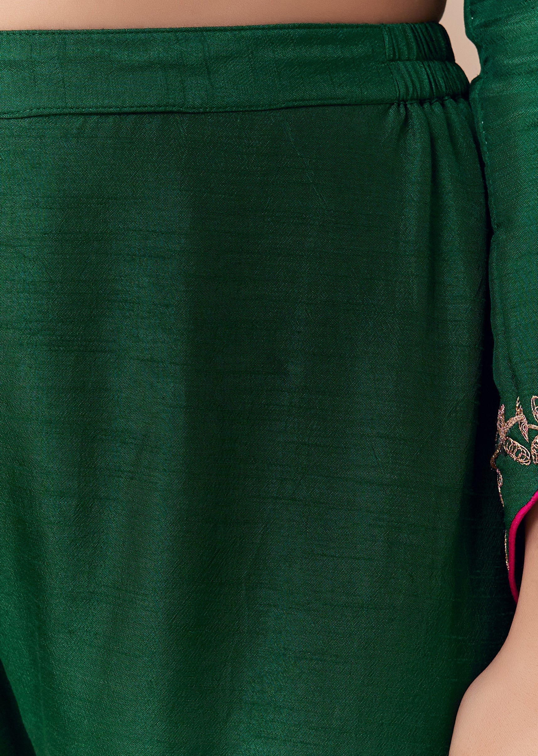 Green Raw Silk Zari Embellished Anarkali Set