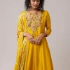 Yellow Silk Embroidered Anarkali Set
