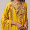 Yellow Silk Embroidered Anarkali Set