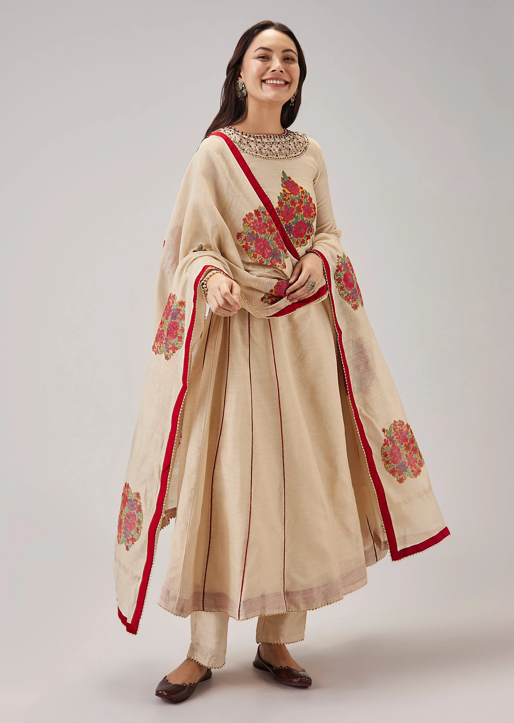 1861-red-hand-block-print-anarkali-and-dupatta-1.webp Red Hand Block Print Anarkali And Dupatta