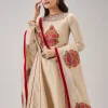 Red Hand Block Print Anarkali And Dupatta