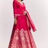 Pink Jacquard Silk Anarkali Suit With Dupatta