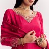 Pink Jacquard Silk Anarkali Suit With Dupatta