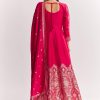 Pink Jacquard Silk Anarkali Suit With Dupatta