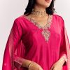 Pink Weave Silk Anarkali Suit With Dupatta