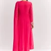 Pink Chinon Anarkali Dupatta Suit With Sequins Cutdana And Moti Work