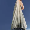 Blue Ombre Georgette Anarkali With Cutdana Neck And Zari Dupatta